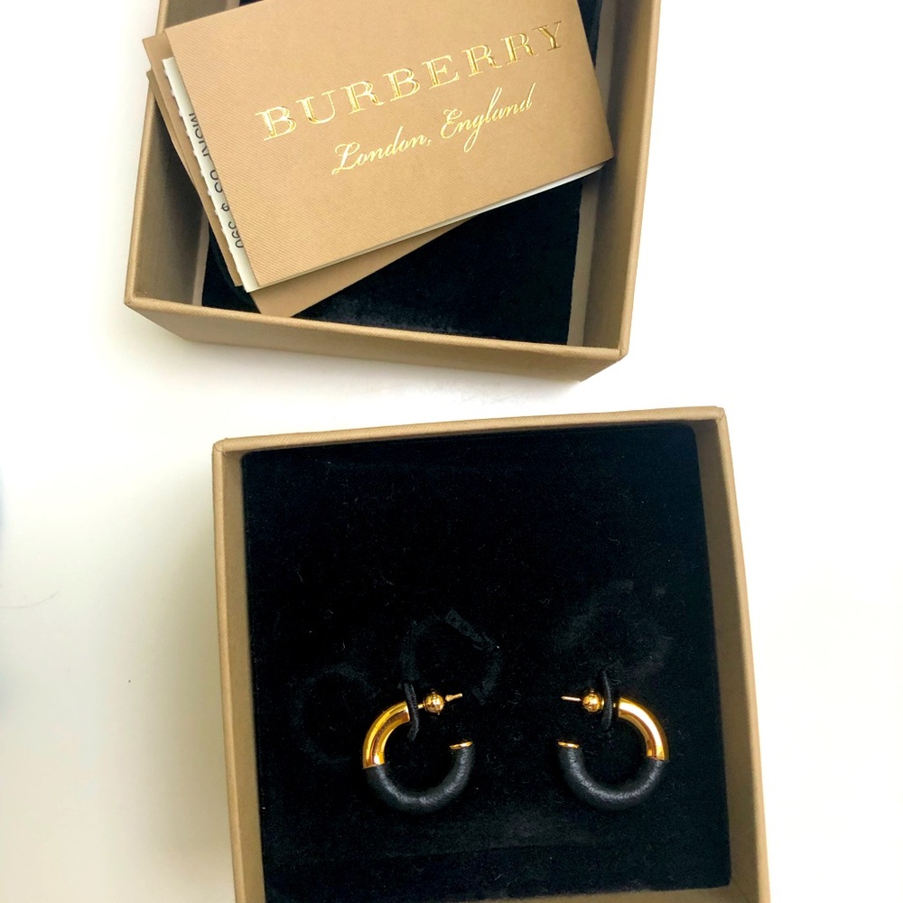 Burberry leather and gold earrings